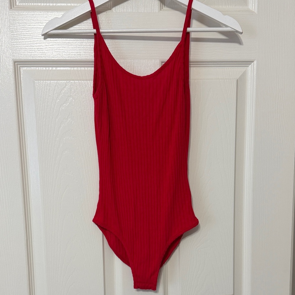 Red Ribbed Bodysuit Size M